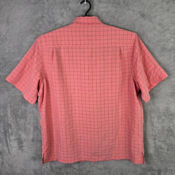 Mens Roundtree & Yorke Coral & Black Check Shirt Button Up Short Sleeve Size XL - Picture 4 of 7